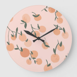 Grande Horloge Ronde Doodart : Orange Cherry Vintage Motif