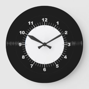 Grande Horloge Ronde Dossier en vinyle noir et blanc avec cadenas