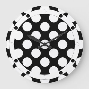 Grande Horloge Ronde Dots sans couture motif blanc + votre backgr.