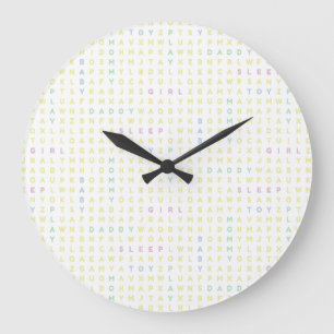 Grande Horloge Ronde Douce Petite Fille Alphabet ABCs Couleurs Traditio
