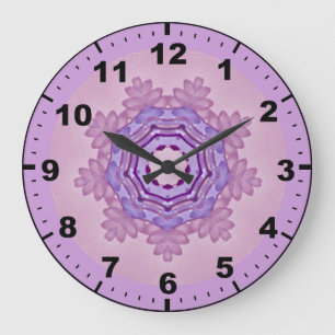Grande Horloge Ronde ~ Douce violet bonsai Motif Fractal ~