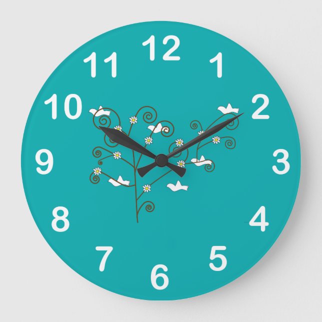 Grande Horloge Ronde Doves in a Tree Wall Clock (Recto)