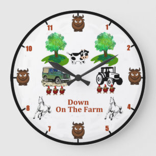 Grande Horloge Ronde 'Down On The Farm' Wall Clock