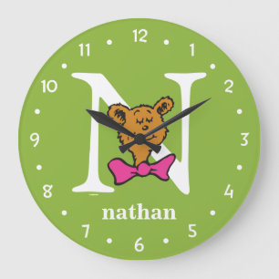 Grande Horloge Ronde Dr. Seuss's ABC: Letter N - White   Add Your Name