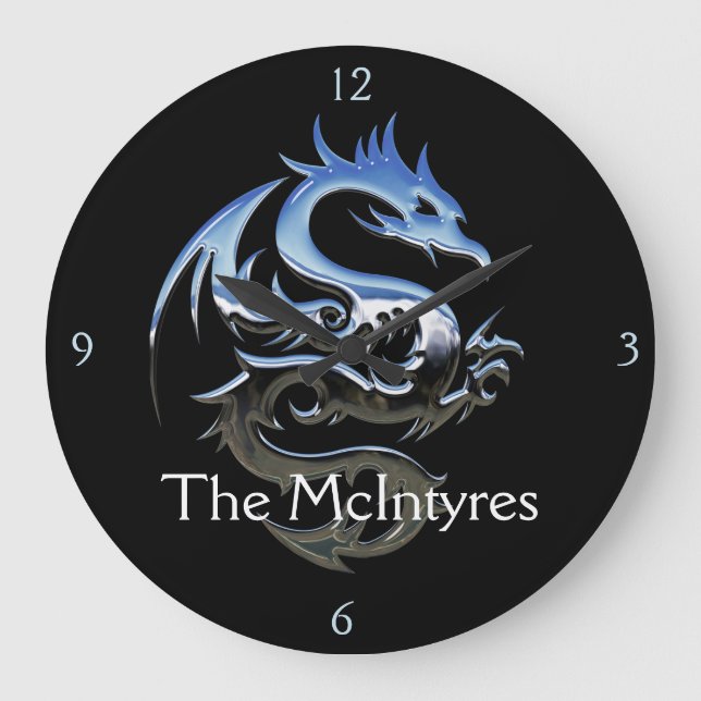 Grande Horloge Ronde Dragon de Silver et Grey (Recto)