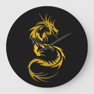 Grande Horloge Ronde Dragon d'or