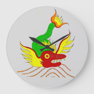 Grande Horloge Ronde dragon effrayant