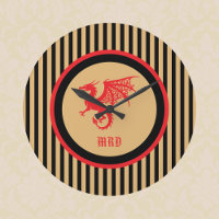 Dragon Rouge avec Monogramme à Rayures Noires Or R