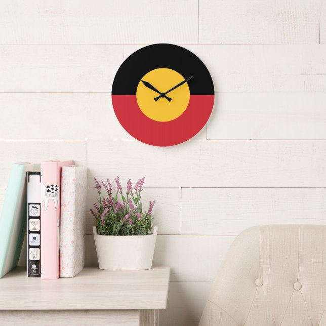 Grande Horloge Ronde Drapeau aborigène australien (Salle de lecture)