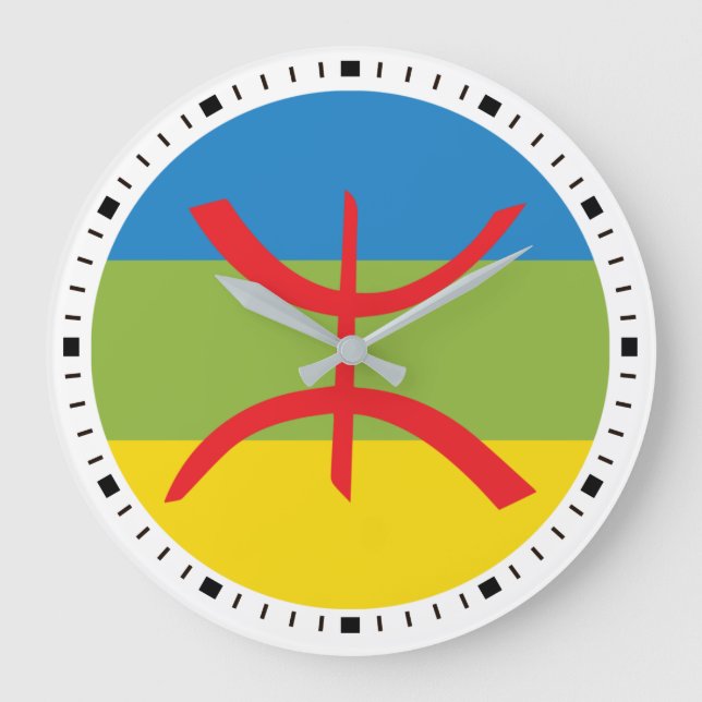 Grande Horloge Ronde Drapeau amazigh (Recto)