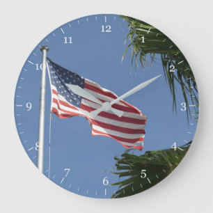 Grande Horloge Ronde Drapeau américain