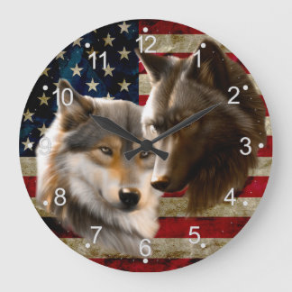 Grande Horloge Ronde Drapeau américain