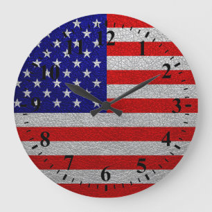 Grande Horloge Ronde Drapeau américain