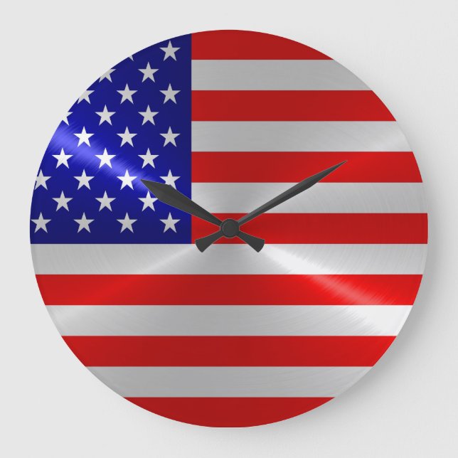 Grande Horloge Ronde Drapeau américain (Recto)
