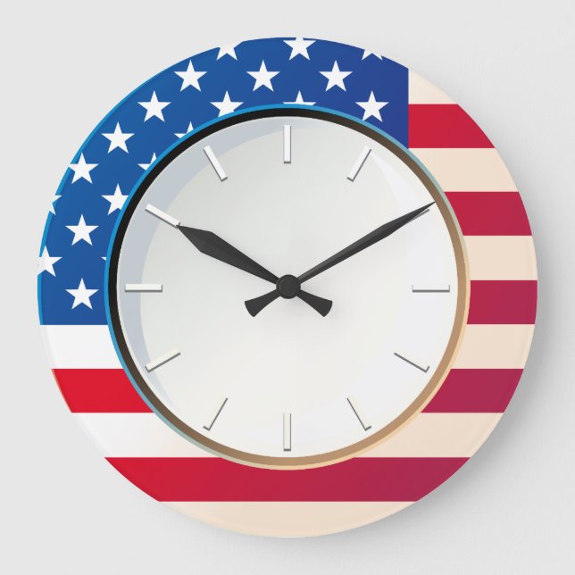 Grande Horloge Ronde Drapeau américain (Recto)