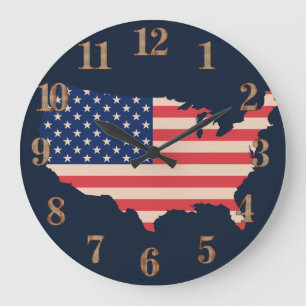 Grande Horloge Ronde Drapeau américain