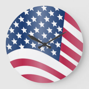 GRANDE HORLOGE RONDE DRAPEAU AMÉRICAIN