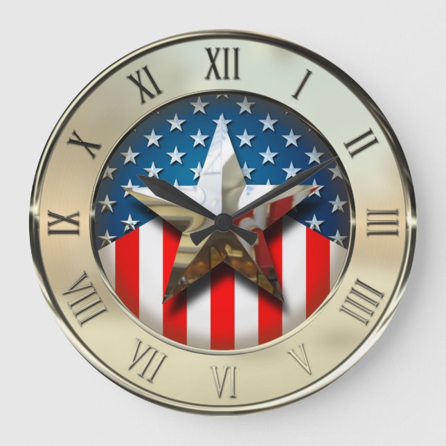 Grande Horloge Ronde Drapeau américain (Recto)