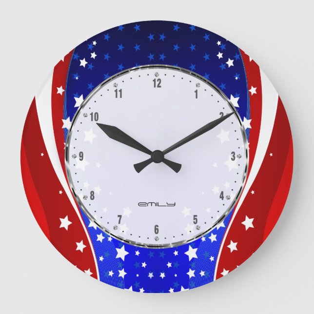 Grande Horloge Ronde Drapeau américain Abstrait 3 (Recto)