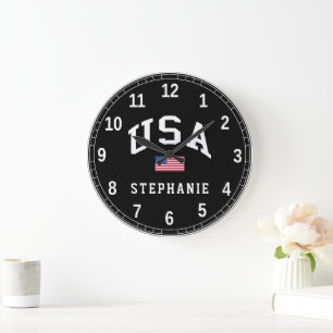 Grande Horloge Ronde Drapeau américain de la fête de l'indépendance pat