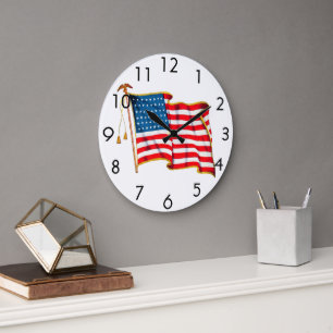 Grande Horloge Ronde Drapeau américain patriotique vintage, Quatre juil
