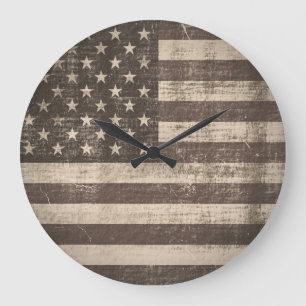 Grande Horloge Ronde Drapeau américain vintage