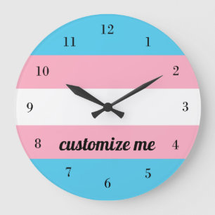 Grande Horloge Ronde Drapeau arc-en-ciel transgenre personnalisé