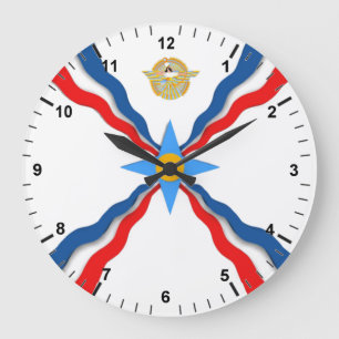 Grande Horloge Ronde Drapeau assyrien
