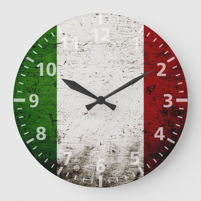 Grande Horloge Ronde Drapeau Black Grunge Italie (Recto)