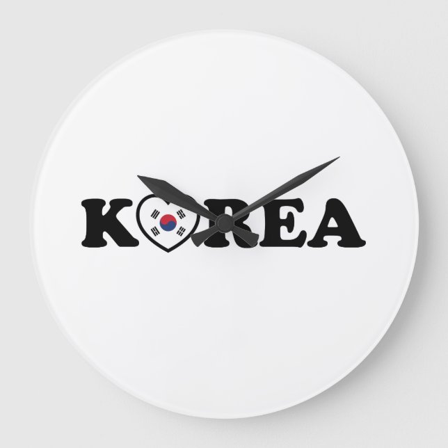 Grande Horloge Ronde Drapeau coréen Love Heart (Recto)
