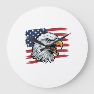 Grande Horloge Ronde Drapeau d'aigle patriotique dessin vectoriel vinta