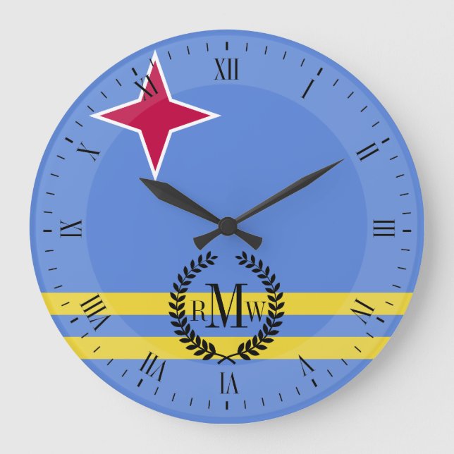 Grande Horloge Ronde Drapeau d'Aruba (Recto)