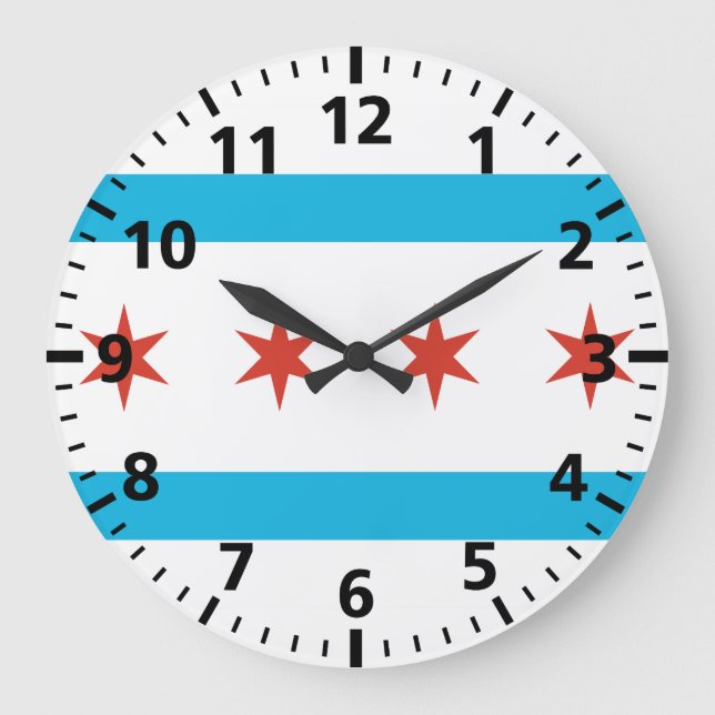 Grande Horloge Ronde Drapeau de Chicago (Recto)