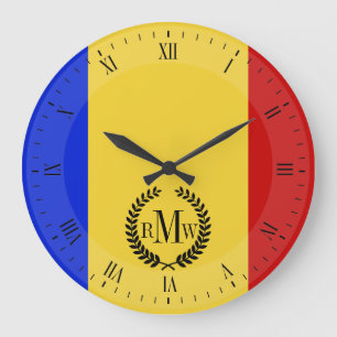 Grande Horloge Ronde Drapeau de la Roumanie