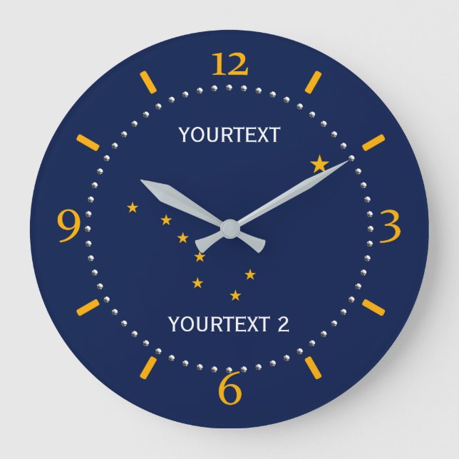 Grande Horloge Ronde Drapeau de l'état de l'Alaska personnalisé (Recto)