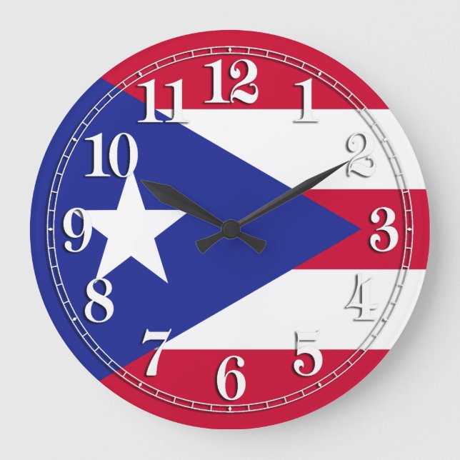 Grande Horloge Ronde Drapeau de Porto Rico (Recto)