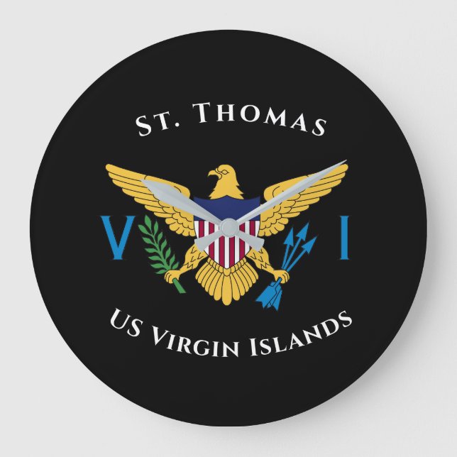 Grande Horloge Ronde Drapeau des îles Vierges américaines St. Thomas US (Recto)