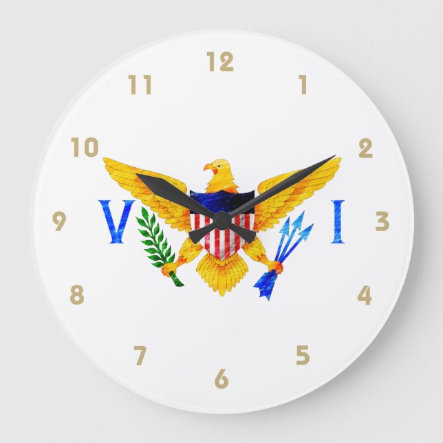 GRANDE HORLOGE RONDE DRAPEAU DES ÎLES VIRGIN (Recto)