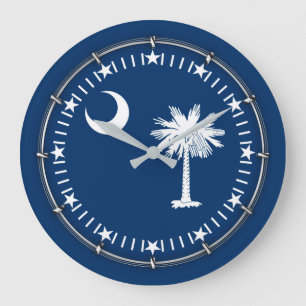 Grande Horloge Ronde Drapeau d'état de la Caroline du Sud sur a