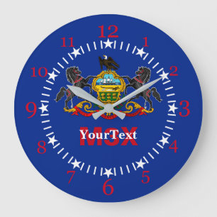 Grande Horloge Ronde Drapeau d'état de la Pennsylvanie sur a