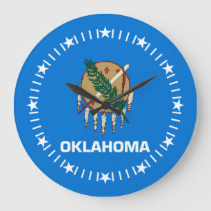Grande Horloge Ronde Drapeau d'état de l'Oklahoma sur une