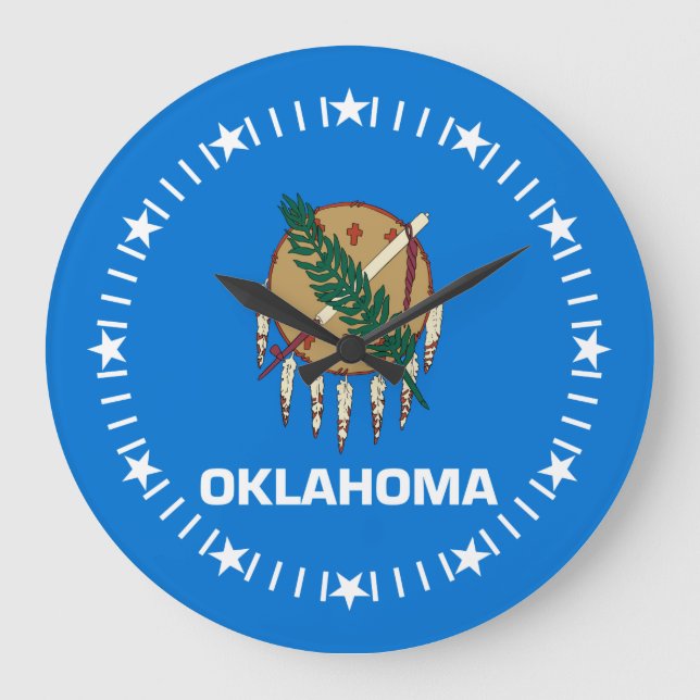 Grande Horloge Ronde Drapeau d'état de l'Oklahoma sur une (Recto)