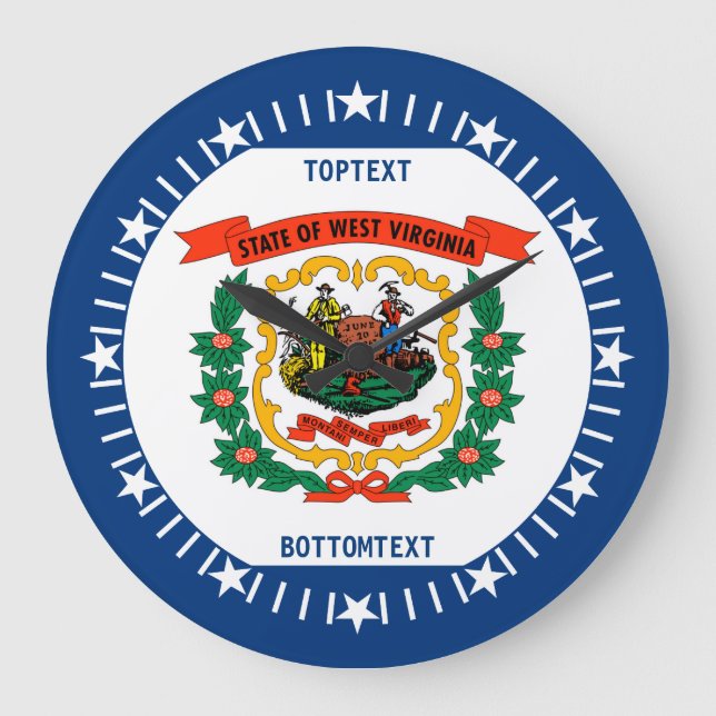 Grande Horloge Ronde Drapeau d'état de Virginie-Occidentale personnalis (Recto)