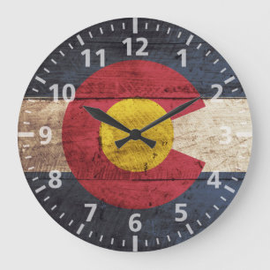 Grande Horloge Ronde Drapeau d'état du Colorado sur le vieux grain en