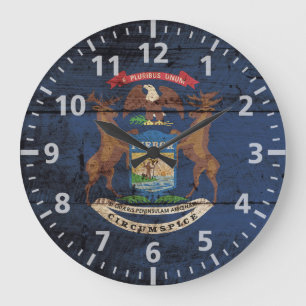 Grande Horloge Ronde Drapeau d'État du Michigan sur le vieux grain en