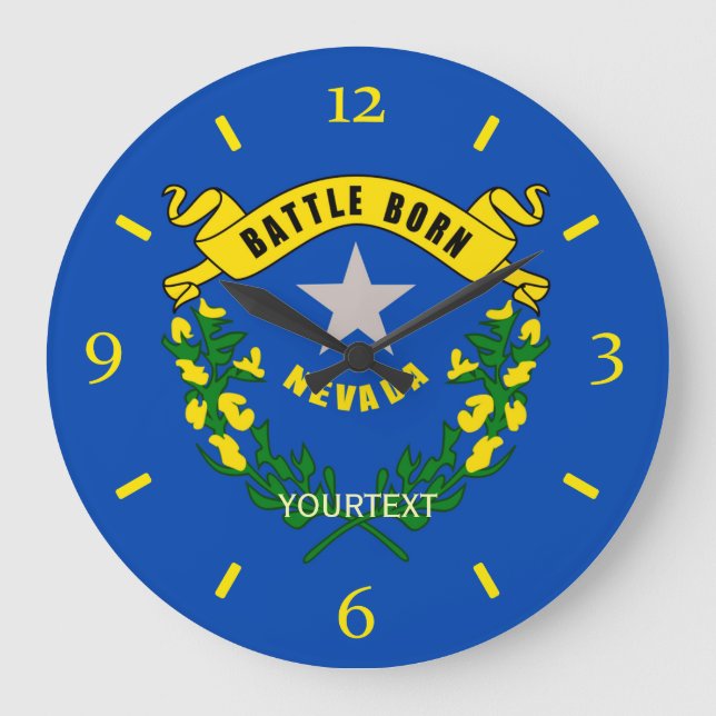 Grande Horloge Ronde Drapeau d'état du Nevada personnalisé sur un (Recto)