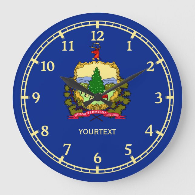 Grande Horloge Ronde Drapeau d'état du Vermont personnalisé sur un (Recto)