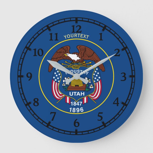 Grande Horloge Ronde Drapeau d'état Utah personnalisé sur un (Recto)