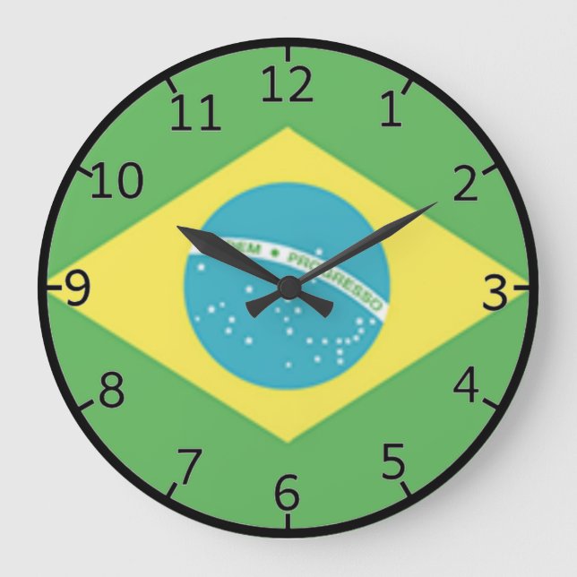 Grande Horloge Ronde Drapeau du Brésil (Recto)