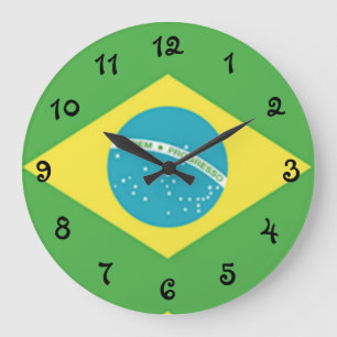 Grande Horloge Ronde Drapeau du Brésil